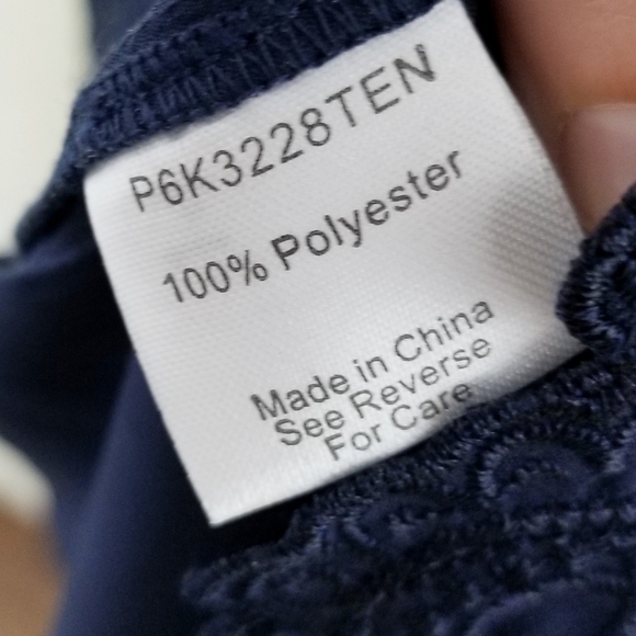 Parker overlay shirt dress navy blue lace collared size small - Picture 9 of 9